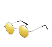 KTUCN Lunettes de soleil rondes polarisées classiques pour hommes, petites lunettes rétro vintage pour femmes, lunettes de conduite en métal, dorées, BH01