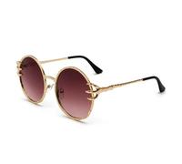 KTUCN Lunettes de soleil rondes rétro pour femmes, monture en métal doré, style gothique, 3 nuances dorées et marron, BH01