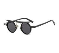 KTUCN Lunettes de soleil rondes tendance style punk pour hommes et femmes, petites lunettes rétro à verres dégradés, couleur vintage, UV400, transparentes, style hip-hop, 2, BH01