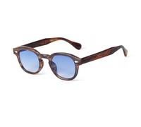 KTUCN Lunettes de soleil rondes vintage pour femmes et hommes, style rétro, rivets bleus dégradés, UV400, C19, grain thé bleu, HFA, 001
