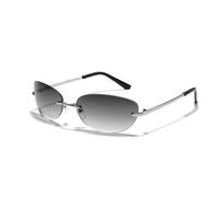 KTUCN Lunettes de soleil sans monture pour femmes et hommes, style rétro, style punk, gris