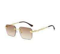 KTUCN Lunettes de soleil sans monture pour femmes, tendance, effet miroir, dégradé de couleurs, protection extérieure, thé, BH01