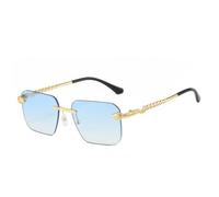 KTUCN Lunettes de soleil sans monture pour femmes, tendance, effet miroir, dégradé de couleurs, protection extérieure, bleu, BH01