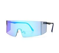 KTUCN Lunettes de soleil surdimensionnées à une seule lentille, couleur éblouissante, pour hommes et femmes, tendance, verres à une seule lentille, verres UV400, vintage, noir, bleu, BH01