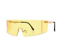 KTUCN Lunettes de soleil surdimensionnées à une seule lentille, couleur éblouissante, pour hommes et femmes, tendance, verres à une seule lentille, verres UV400, vintage, jaune, BH01