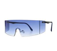 KTUCN Lunettes de soleil surdimensionnées à une seule lentille, couleur éblouissante, pour hommes et femmes, tendance, verres à une seule lentille, verres UV400, vintage, bleu, BH01