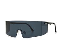 KTUCN Lunettes de soleil surdimensionnées à une seule lentille, couleur éblouissante, pour hommes et femmes, tendance, verres à une seule lentille, verres UV400, vintage, noir, BH01