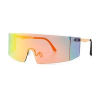 KTUCN Lunettes de soleil surdimensionnées à une seule lentille, couleur éblouissante, pour hommes et femmes, tendance, verres à une seule lentille, UV400, vintage, doré, éblouissant, BH01