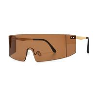 KTUCN Lunettes de soleil surdimensionnées à une seule lentille, couleur éblouissante, pour hommes et femmes, tendance, verres UV400, style vintage, thé, BH01