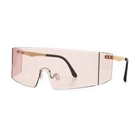 KTUCN Lunettes de soleil surdimensionnées à une seule lentille, couleur éblouissante, pour hommes et femmes, tendance, verres à une seule lentille, verres UV400, vintage, rose, BH01