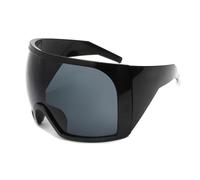 KTUCN Lunettes de soleil surdimensionnées style punk, une pièce, enveloppantes, pour femmes et hommes, style années 2000, rouge