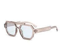 KTUCN Lunettes de soleil tendance bleu violet pour homme, verres UV400, bleu clair thé clair, A