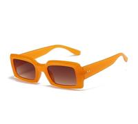 KTUCN Lunettes de soleil tendance pour hommes, couleur gelée, violettes, petites lunettes de soleil rectangulaires, orange, 14