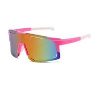 KTUCN Lunettes de soleil tendance une pièce pour hommes et femmes, style vintage, pour sports de plein air, plage, surf, demi-monture, UV400, rose et rouge, BH01