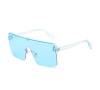 KTUCN Lunettes de soleil une pièce pour femmes et hommes, demi-monture, verres dégradés, style rétro, pour la conduite, UV400, bleu transparent, 138 mm