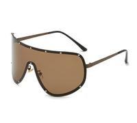KTUCN Lunettes de soleil une pièce pour femmes et hommes, monture large, style vintage, avec clous, protection UV400, A, A