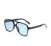 KTUCN Lunettes de soleil vintage surdimensionnées pour femmes, monture large, tendance, noir et bleu, A