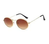KTUCN Petites lunettes de soleil ovales jaunes style années 90 pour femmes, tendance 2025, verres solaires pour femmes, 7 dorés et marron, BH01