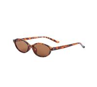 KTUCN Petites lunettes de soleil ovales pour femmes, verres tendance, motif léopard, marron, style rétro, colorées, BH01