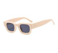 KTUCN Petites lunettes de soleil rectangulaires polarisées pour femmes, style rétro, classiques, vintage, noires, punk, UV400, beiges, non polarisées, 01