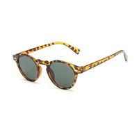 KTUCN Petites lunettes de soleil rondes vintage pour hommes et femmes, verres noirs et verts, anti-lumière bleue, tendance, transparentes, motif léopard vert foncé, BH01