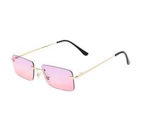 KTUCN Petites lunettes de soleil sans monture pour hommes et femmes, rectangulaires, style vintage, tendance, marron, rétro, 11, BH01