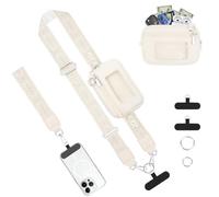 KTUEOV Laniere Telephone Portable, Cordon Telephone Portable Réglable Dragonne Téléphone avec Poche y 2 Patch, Universel Chaine Smartphone Bandouliere Tour de Cou Smartphone pour Femme