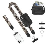 KTUEOV Laniere Telephone Portable, Cordon Telephone Portable Réglable Dragonne Téléphone avec Poche y 2 Patch, Universel Chaine Smartphone Bandouliere Tour de Cou Smartphone pour Femme