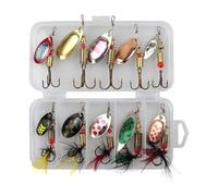 KTUXZCI Ensemble de leurres de pêche Spinnerbait Assortis en métal, faciles | utiliser en eau douce et eau salée, par Anglers. Leurres pour achigan, truite, doré jaune et saumon. Boîte de rangement