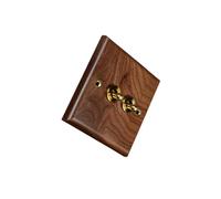 KTUXZCI Plaque d'interrupteur Fonctionnelle en Bois avec Levier en Laiton. Durable et très résistante, pour Elle Convient pour, Le Bureau, l'hôtel, Le café, Le Restaurant et, Deux leviers, 86x86mm