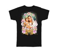 KTVB0A Gift T-Shirt Our Lady Mary with Baby JesCatholic Virgin Mother of God Black(XX-Large)