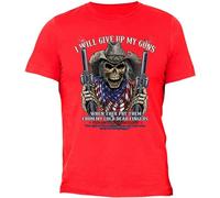 KTVB0A Give Up My Guns T-Shirt American USA Cold Flag Dead Skull 2nd Second Amendment(Large)