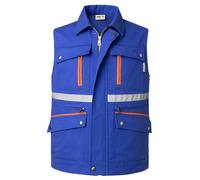 KTWOLEN Gilet de Pêche pour Homme Veste sans Manches de Photographe Gilet pour Chasse Travail Gilet Multi-poches de Plein Air, Bleu royal, L
