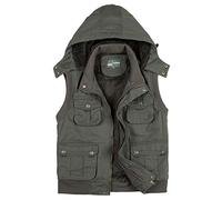 KTWOLEN Gilet de Pêche pour Hommes à l'extérieur en Coton Multi-Poches Gilet de Photographe Gilets Camping Chasse Gilet Extérieur Militaire Tactique sans Manche Blouson Zippée, A-armée verte,M