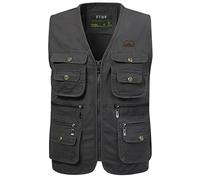 KTWOLEN Gilets de Pêche pour Hommes Gilet de Travail Safari Gilet Photographie de Sport Multi-poches Gilet Veste Sans Manches de Voyage, Vert, 4XL