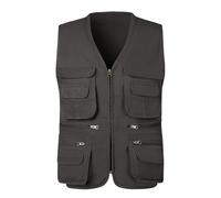 KTWOLEN Homme Gilet de Pêche en Coton Multi-Poches Gilet Sans Manches Veste Légère de Pêche Chasse Camping Gilet de Photographie, Charbon, XL