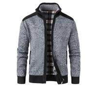 KTWOLEN Hommes Cardigan Pulls Manteaux Tricoté Casual Ouvrez-Front Zippé Gilet Automne Hiver Chaud Pull Sweat avec Col Debout, A-Charbon, S