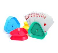 ktxaby 4 Pièces Porte Cartes de Jeu Support Carte à Jouer Universel pour Adulte et Personne Âgée 4 Couleurs Plastique Triangulaire Compatible UNO Skip-Bo Phase 10 Jeux de Société