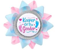 ktxaby Badge 'Keeper of The Gender' pour Reveal Party Fête Annonce Sexe Bébé, Épingle Team Garçon Ou Team Fille, Accessoire Baby Shower Original