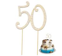 ktxaby Décoration de gâteau 50e Anniversaire avec Chiffres en métal doré et Strass pour 50 Ans fête d'anniversaire,1 pièce Hauteur 22cm Accessoires de Gâteau pour célébration d'anniversaire