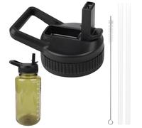 Ktxaby Ensemble de couvercles à paille noirs pour bouteilles d'eau Nalgene à large goulot de 946 ml, couvercle à paille de rechange compatible avec les bouteilles Nalgene de 946 ml, couvercle