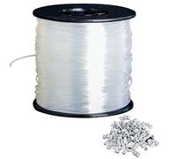 Ktxaby Fil de Nylon Transparent 0,8 mm x 200 m Résistant aux Déchirures avec 120 Manchons de Serrage en Aluminium pour Bricolage, Artisanat, Bijoux, Suspension