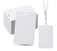 Ktxaby Lot de 100 cartes vierges en PVC avec perforatrice, CR80 30 mm, cartes vierges verticales imprimables pour imprimantes de badges d'identité photo