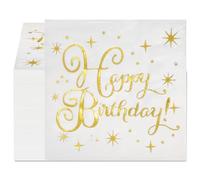 Ktxaby Lot de 100 serviettes en papier jetables à double épaisseur avec inscription « Happy Birthday » - 12,7 x 12,7 cm - Pour dîner, cocktail - Décorations de table de fête d'anniversaire
