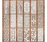 Ktxaby Lot de 18 pochoirs mixtes de 30,5 x 13,2 cm, motifs feuilles florales et plantes pour peinture sur bois, texture de fond pour dessin, maison, loisirs créatifs
