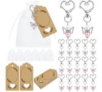 ktxaby Lot de 36 porte-clés ange gardien - Perles roses - Pendentif ange gardien - Cadeaux d'invités avec pochette en organza et étiquettes de remerciement - Petits anges gardiens - Cadeaux de fête