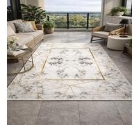 KTYUTJDH Tapis,Abstrait géométrique Moderne Blanc, Gris, Jaune, Blanc, Square 200 x 200 cm, Grand Tapis Moderne pour Meuble Bureau, Salle de séjour et Chambre,