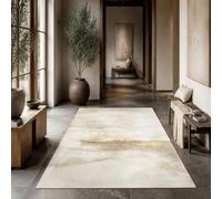 KTYUTJDH Tapis,Abstrait Moderne Beige, Jaune, Marron, Blanc, Rectangular 110 x 180 cm,Tapis Salon Chambre Lavable Cuisine Bureau Coureur, Protection du Sol,