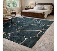 KTYUTJDH Tapis,Abstrait Moderne Vert, Blanc, Jaune, Rectangular 140 x 160 cm,Tapis de Zone Salon Décoratif Contemporain Design Moderne Poils Ras,