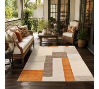 KTYUTJDH Tapis,Art géométrique Abstrait Moderne Orange Gris Beige, Rectangular 160 x 200 cm,Tapis Poils Ras Salon Chambre, Antidérapant Design Moderne Lavable,